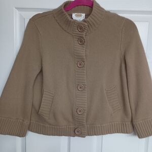 Talbots Tan Button-Up Cardigan Sweater
